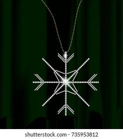 darkness green drape and jewel snowflake