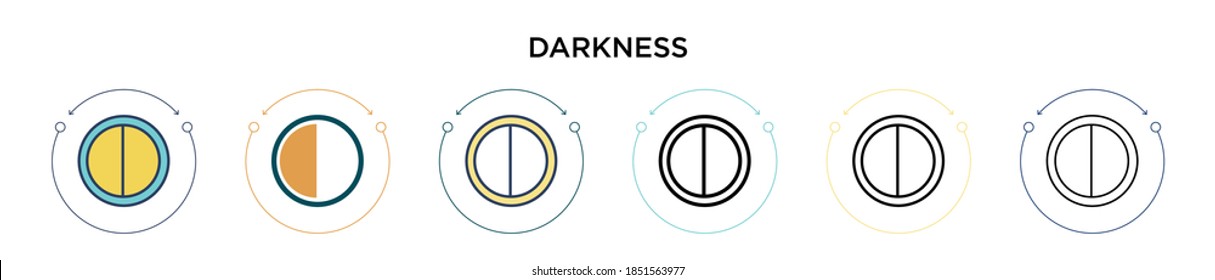 Darkness icon in filled, thin line, outline and stroke style. Vector illustration of two colored and black darkness vector icons designs can be used for mobile, ui, web