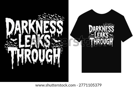 Darkness leaks through dripping text with bats on black background