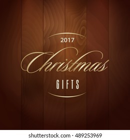 darkness new timber background that make a difference in your new design with a classic typography gold mark of merry christmas and smiling new year 2017 vector painting design pattern for greeting po