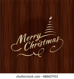 darkness new wood background that build a difference in your new design with a old-fashioned typography gold sign of merry xmas and happy new year 2017 vector illustration design template for greeting