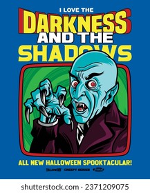 Darkness and the shadows. Spooky Horror Cartoon Creature Character Illustration.