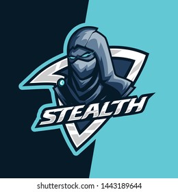 Darkness Stealth Killer E-Sport Mascot Emblem Badge Esport Logo Game Design. Identity for gamer streamer