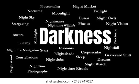 Darkness - Typography graphic work, consisting of important words and concepts in the business world.