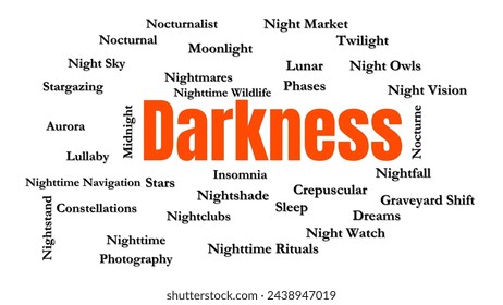 Darkness - Typography graphic work, consisting of important words and concepts in the business world.