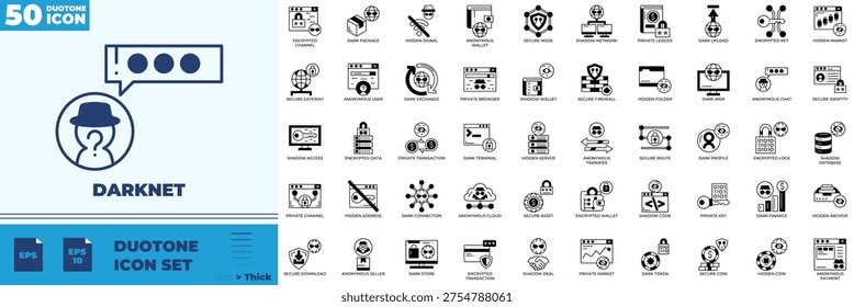 Darknet Duotone Editable Icons set