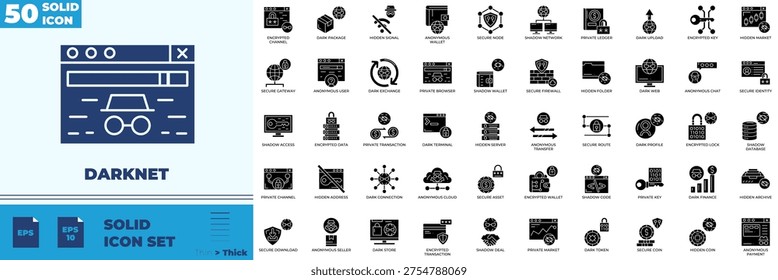 Darknet Solid Editable Icons set