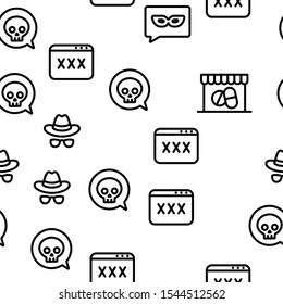 Darknet Vector Seamless Pattern Thin Line Illustration