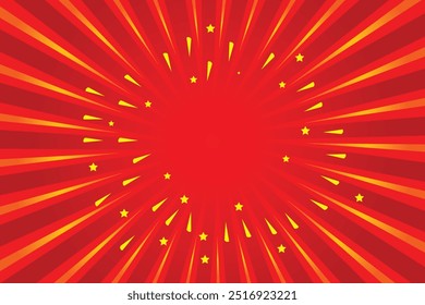 Textura abstrata vermelho-escuro e vermelho-claro com explosão solar, flare, feixe. Projeto de arte retrô. Cartaz de raios vermelhos. Popular ray star burst fundo televisão vintage. Design de padrão brilhante e brilho solar