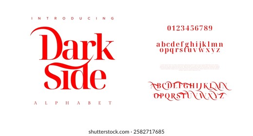 Darkside typography beauty fashion elegant minimalist serif italic fonts decorative wedding vintage retro logos. Minimal luxury font alphabet logo. Vector illustration