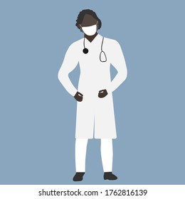 Dark-skinned doctor on a white background. Vector image, eps 10