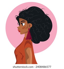 dark-skinned girl on the side on a pink background several