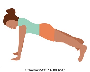 dark-skinned girl practices yoga. doing yoga alone. meditation and relax