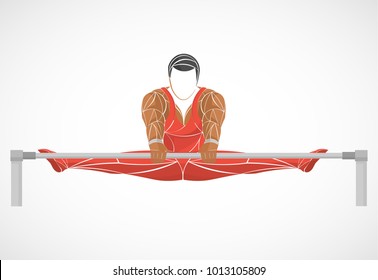 dark-skinned gymnastic bar. stylized, geometric gymnast, athlete vector