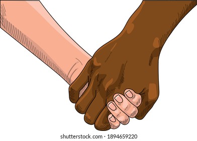 
dark-skinned and light-skinned holding hands
