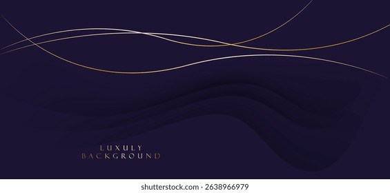 Dark-toned background in shades of black, blue or purple gives a luxurious and elegant feel, with thin curved lines in gold and white laid across the surface.