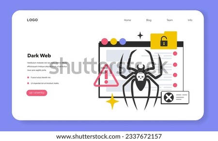 Darkweb or darknet web banner or landing page. Worldwide network segment, anonymous and encrypted communication and content. Flat vector illustration