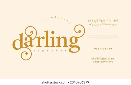 Darling creative vintage alphabet font. Digital abstract moslem, futuristic, fashion, sport, minimal technology typography. Simple numeric vector illustration