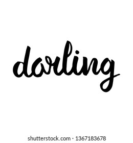 Darling cursive hand lettering vector isolated on white background