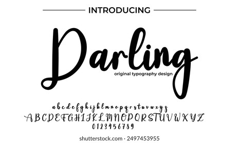 Darling Font Stylish brush painted an uppercase vector letters, alphabet, typeface