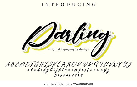 Darling Font Stylish brush painted an uppercase vector letters, alphabet, typeface