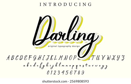 Darling Font Stylish brush painted an uppercase vector letters, alphabet, typeface