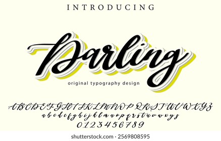 Darling Font Stylish brush painted an uppercase vector letters, alphabet, typeface