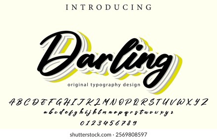 Darling Font Stylish brush painted an uppercase vector letters, alphabet, typeface