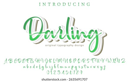 Fonte Darling Pincel elegante pintado com letras maiúsculas vetoriais, alfabeto, fonte