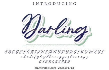 Fonte Darling Pincel elegante pintado com letras maiúsculas vetoriais, alfabeto, fonte