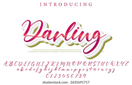 Fonte Darling Pincel elegante pintado com letras maiúsculas vetoriais, alfabeto, fonte