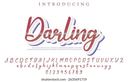 Fonte Darling Pincel elegante pintado com letras maiúsculas vetoriais, alfabeto, fonte