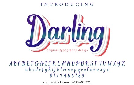 Fonte Darling Pincel elegante pintado com letras maiúsculas vetoriais, alfabeto, fonte