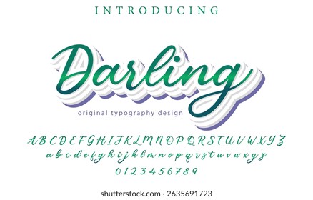 Fonte Darling Pincel elegante pintado com letras maiúsculas vetoriais, alfabeto, fonte