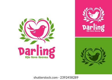 darling life love leaves logo is a versatile and charming logo design suitable for businesses or brands associated with love, nature, or a playful and whimsical lifestyle.