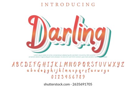 Fonte Darling Pincel elegante pintado com letras maiúsculas vetoriais, alfabeto, fonte