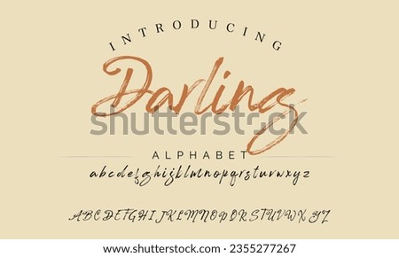 Darling Vintage Brush Script Modern Alphabet. Retro Typeface. Textured unique brush in alphabet style. Letters.Vector Alphabet. Exclusive Custom Letters.
