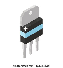 Darlington Transistor Concept, Isometric Icon Of Voltage Regulator 