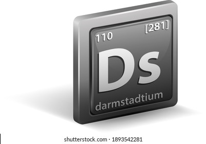 Darmstadtium chemical element. Chemical symbol with atomic number and atomic mass. illustration