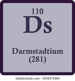 Darmstadtium Ds  Chemical Element vector illustration diagram, with atomic number and mass. Simple outline design for education, lab, science class.
