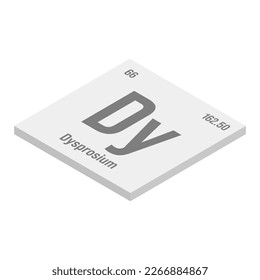 Darmstadtium, Ds, gray 3D isometric illustration of periodic table element with name, symbol, atomic number and weight. Synthetic element with very short half-life, created through nuclear reactions