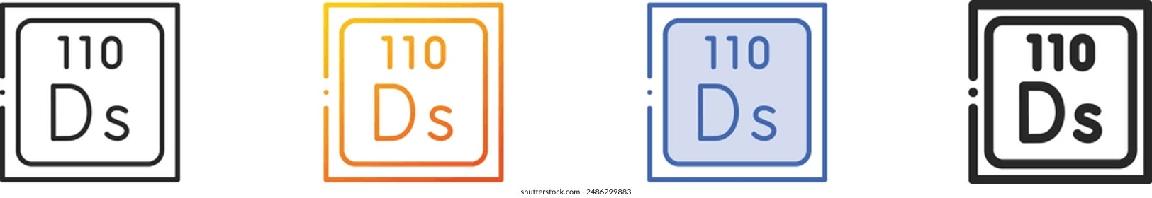 darmstadtium icon.Thin Linear, Gradient, Blue Stroke and bold Style Design Isolated On White Background