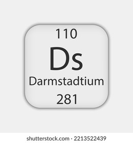 Darmstadtium symbol. Chemical element of the periodic table. Vector illustration.