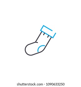 Darned sock vector thin line stroke icon. Darned sock outline illustration, linear sign, symbol concept.