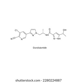 Darolutamid flache skelettale Molekularstruktur Androgen-Rezeptor-Antagonisten Arzneimittel zur Behandlung von Prostatakrebs. Vektorgrafik.