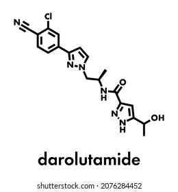 Darolutamide Prostate Cancer Drug Molecule. Skeletal Formula.