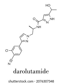 Darolutamide Prostate Cancer Drug Molecule. Skeletal Formula.