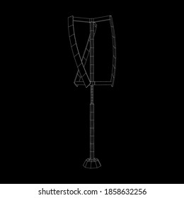 Darrieus wind turbine. Windmill generator wireframe low poly mesh. Vector illustration