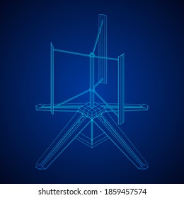 Turbina eólica de Darrieus. Malla baja de polilla del alambre del generador de molinos de viento. Ilustración del vector