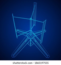Darrieus wind turbine. Windmill generator wireframe low poly mesh. Vector illustration